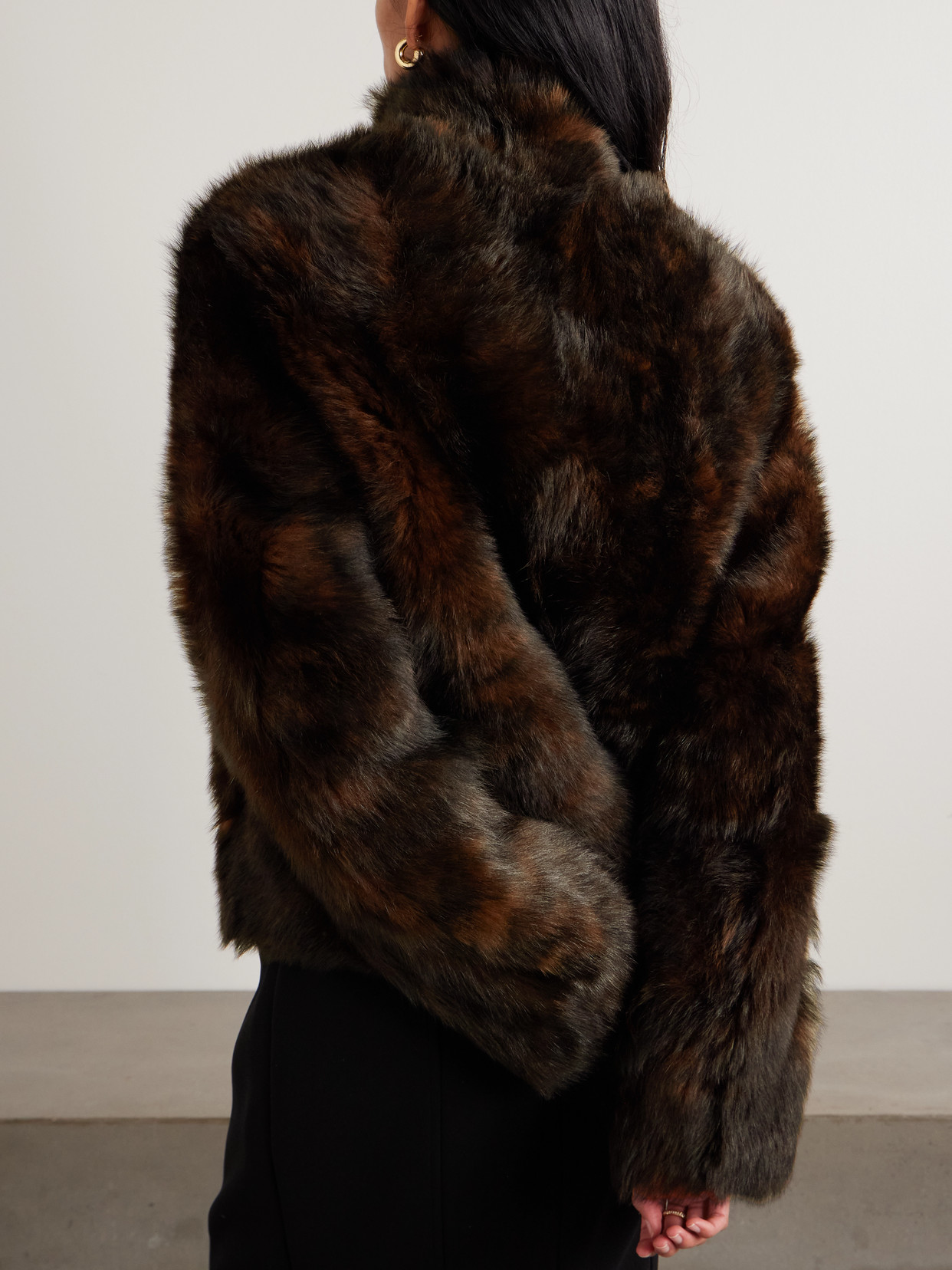 Totême Silky Shearling Jacket Dark Brown In Brown