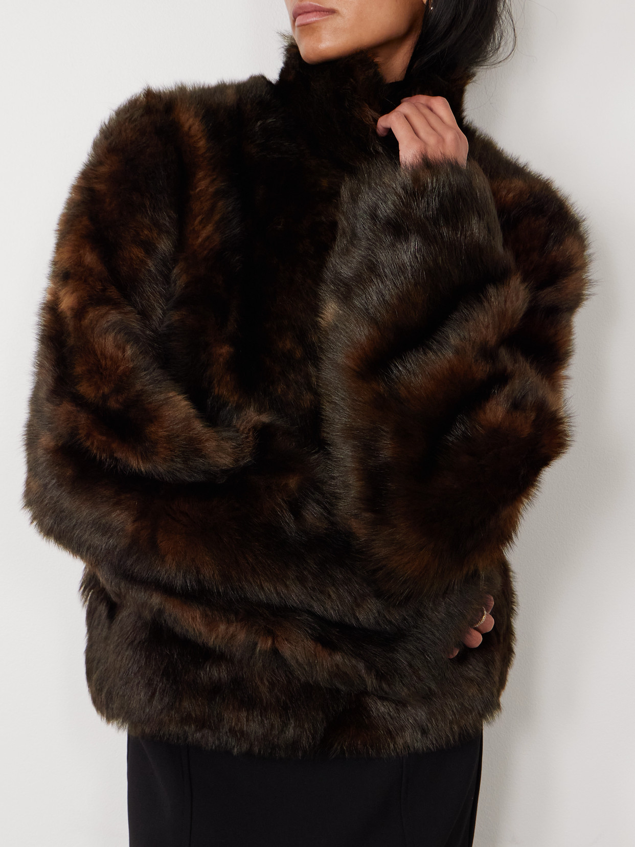 Totême Silky Shearling Jacket Dark Brown In Brown