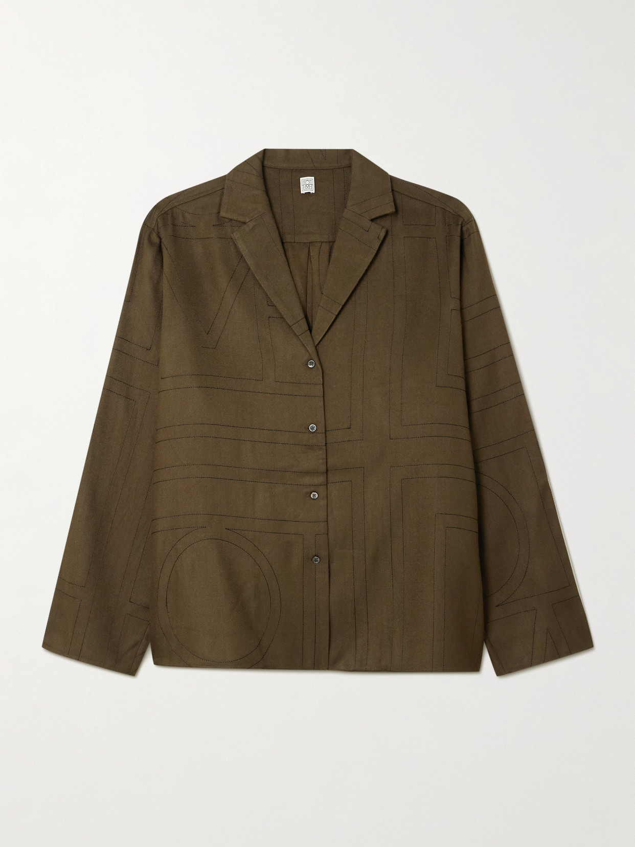 Totême Embroidered Modal-twill Shirt In Brown