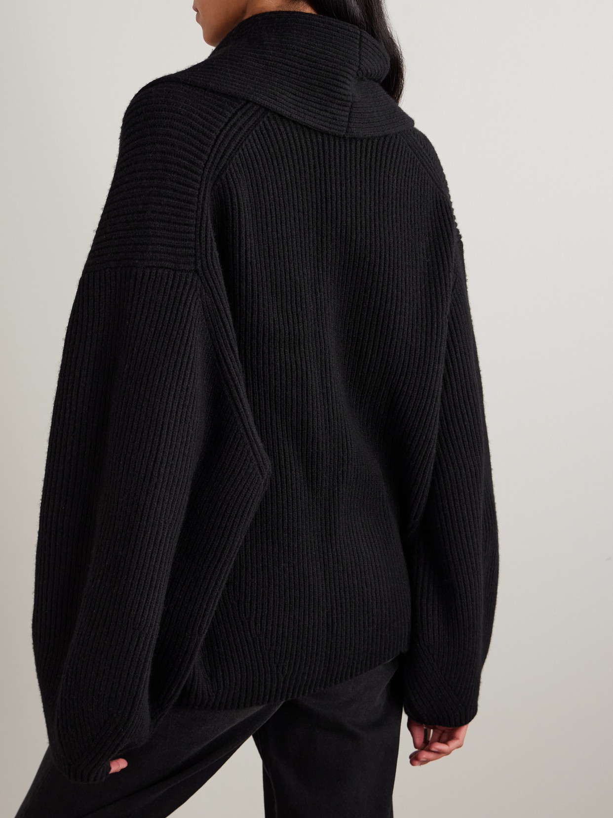 Totême Toteme Wool Knit Scarf-lapel Cardigan With Double-breasted Design In Black