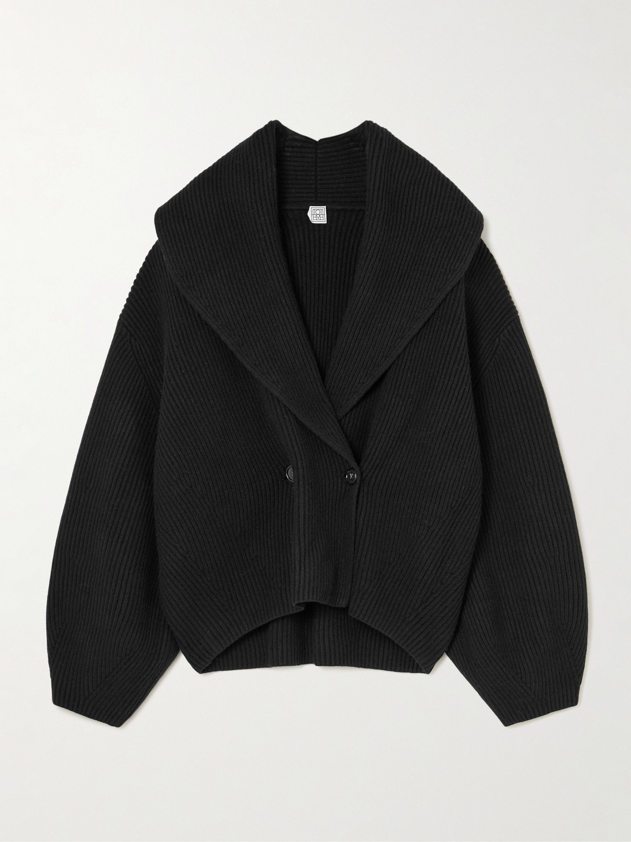 Totême Oversized Ribbed Wool Cardigan In Black