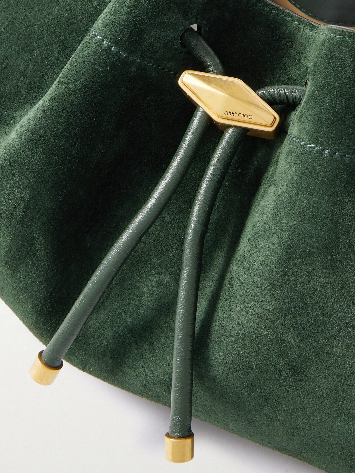 Jimmy Choo Cinch Medium Leather-trimmed Suede Shoulder Bag In Green