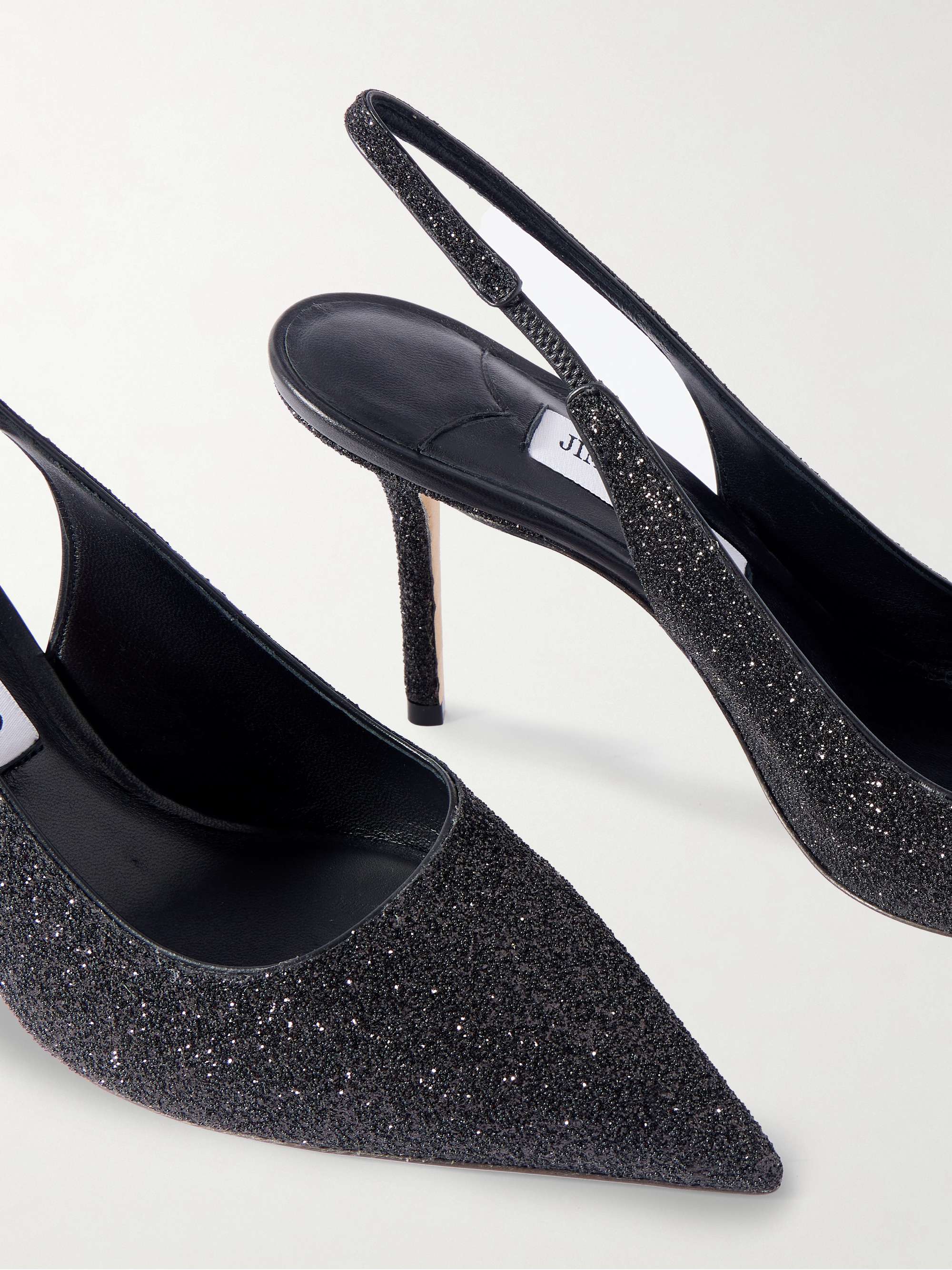 ♡♡♡ JIMMY CHOO Love 85 glittered leather slingback pumps | NET-A-PORTER
