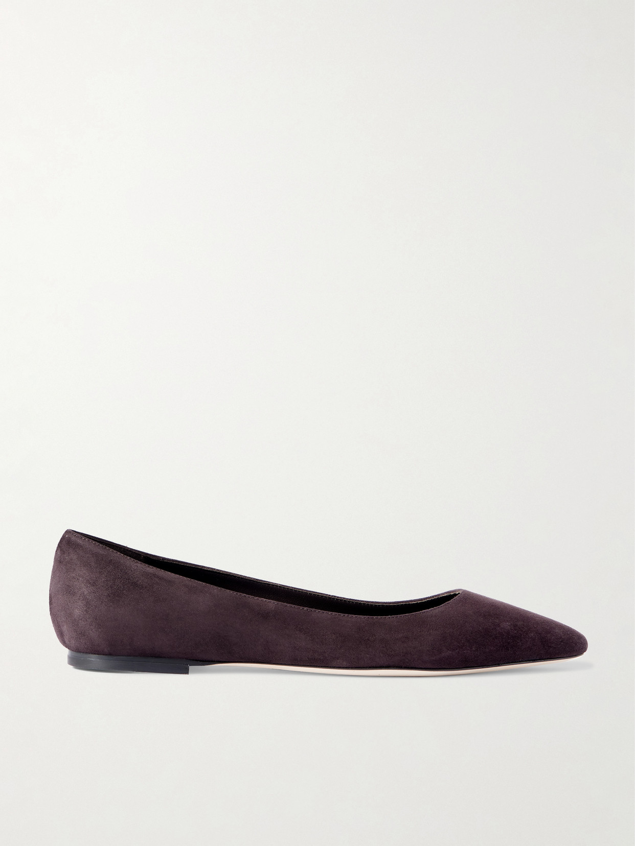 Jimmy Choo Romy Suede Point-toe Flats In Brown