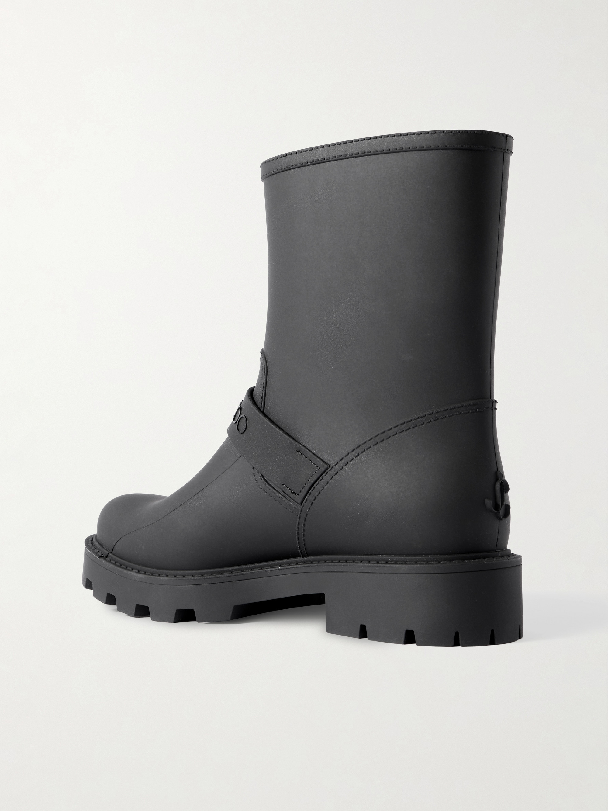 JIMMY CHOO - Biker Rain 40 buckled rubber ankle boots | Plush