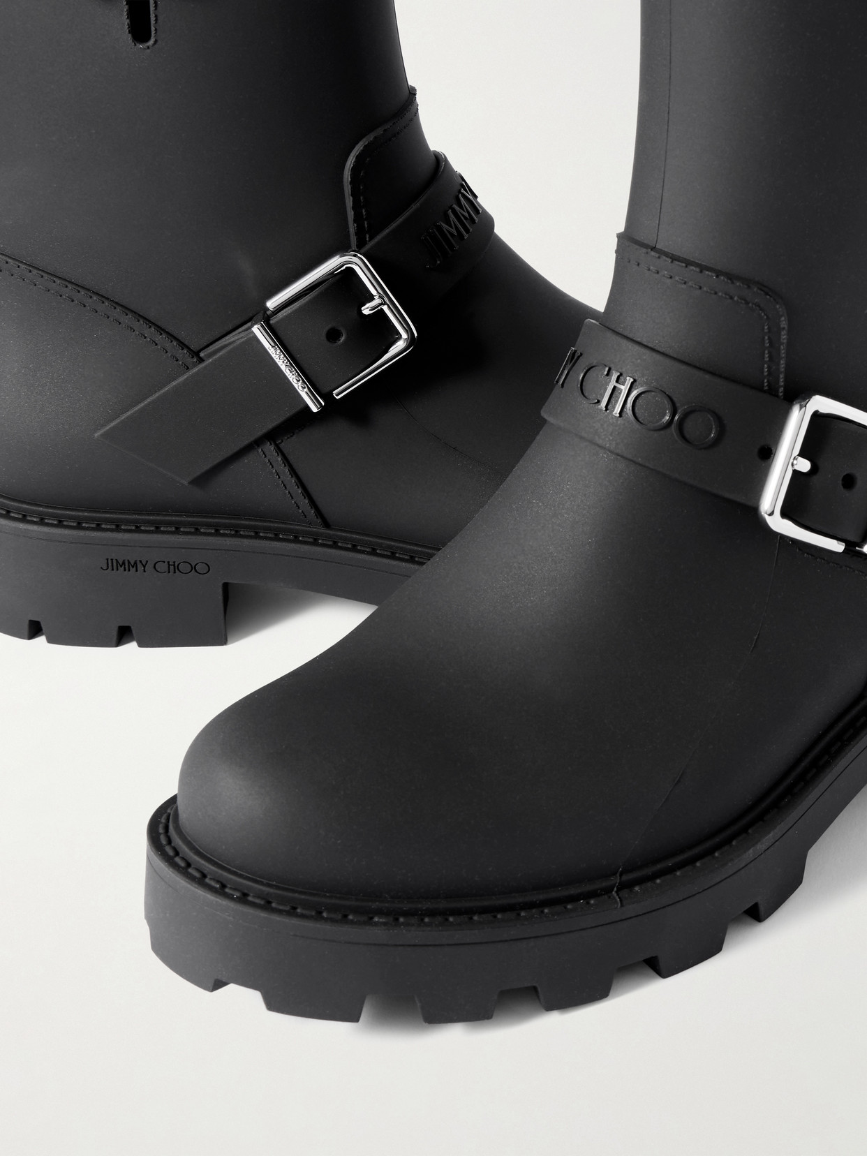 Jimmy Choo Biker Rain Black Tpu Rain Boots Black 42 In Black