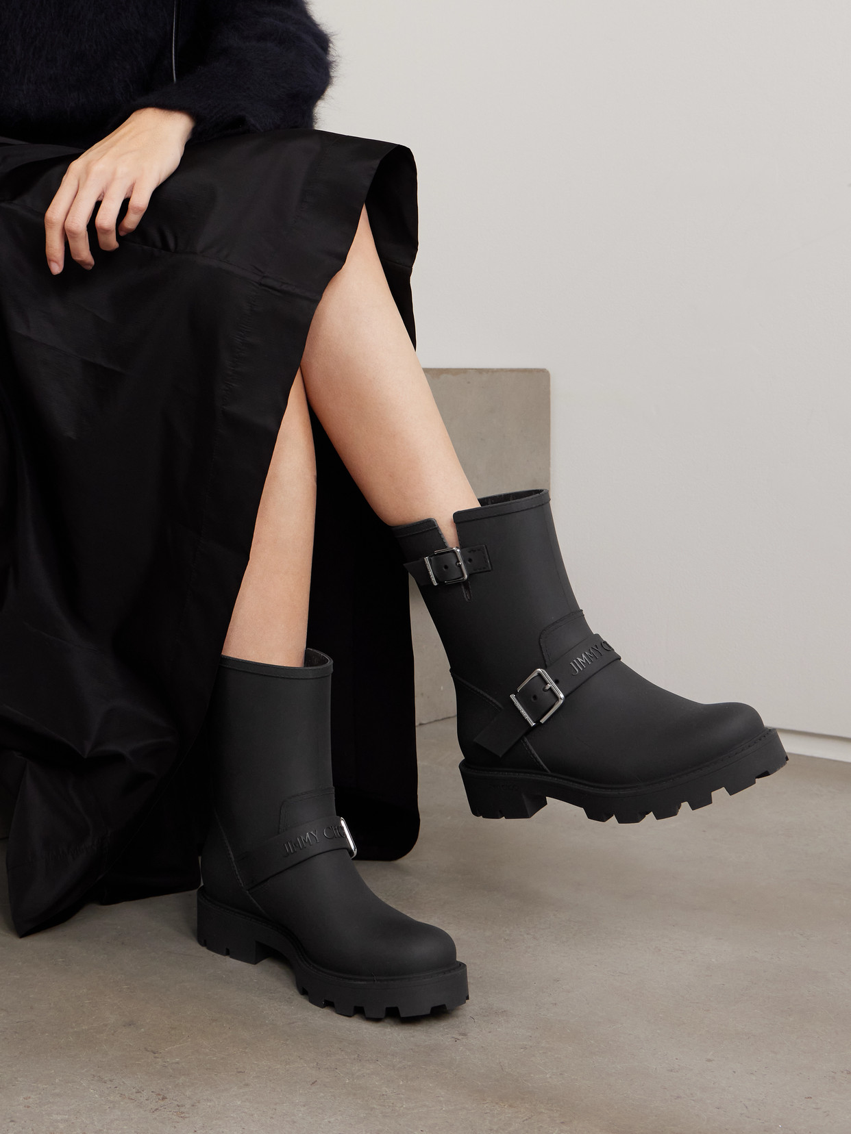 Jimmy Choo Biker Rain Black Tpu Rain Boots Black 42 In Black