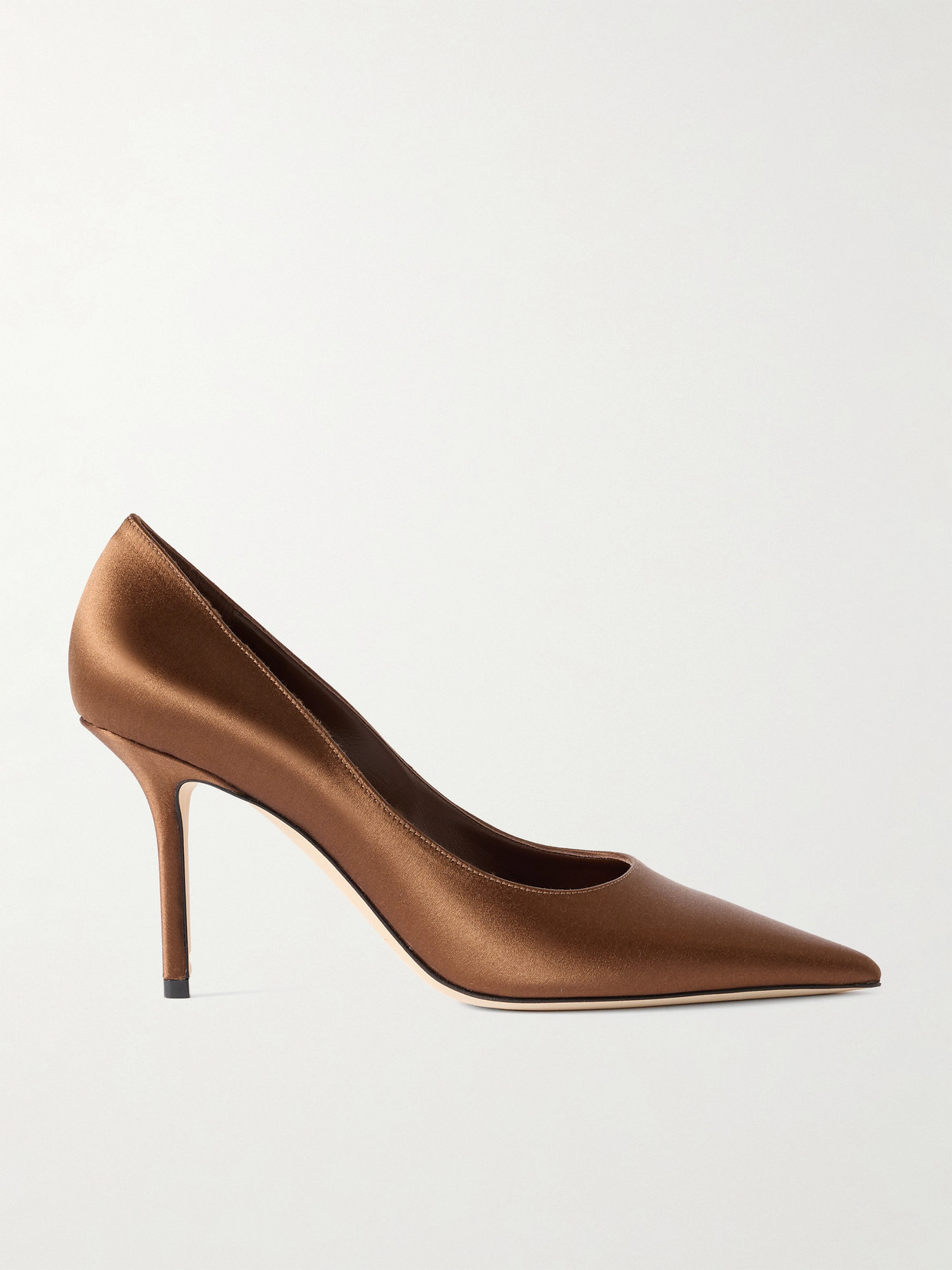 Jimmy Choo Love 85 Satin Pumps In Brown