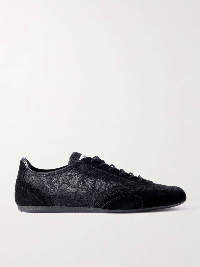 Jimmy Choo Sunny Leather-trimmed Suede And Lace Sneakers