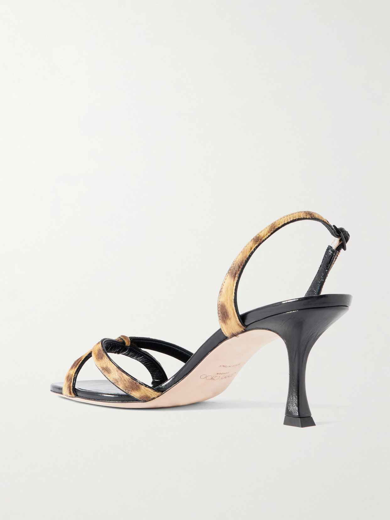 Jimmy Choo Elsy 70 Leopard-print Calf Hair Slingback Sandals In Gold