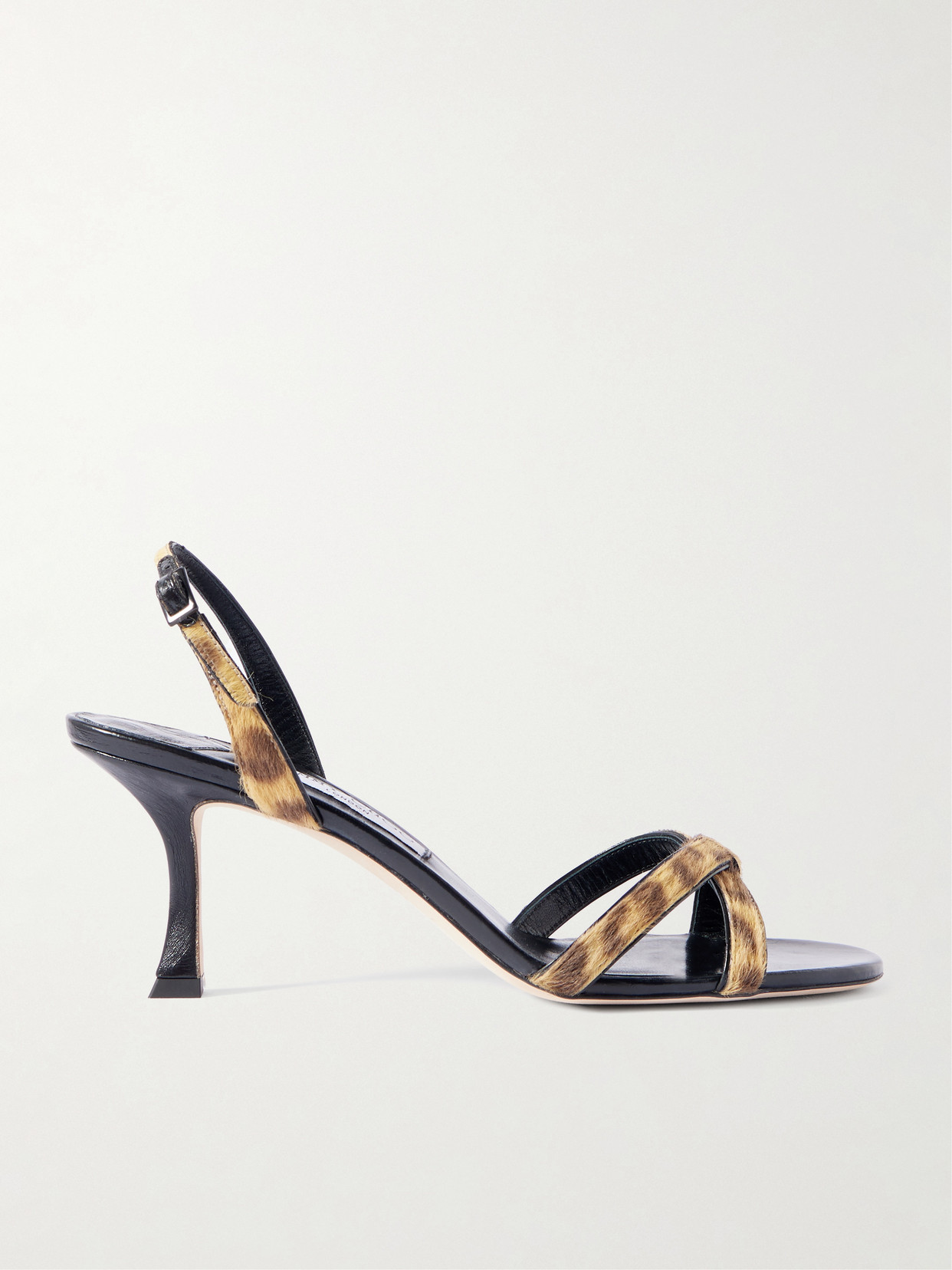 Jimmy Choo Elsy 70 Leopard-print Calf Hair Slingback Sandals In Gold
