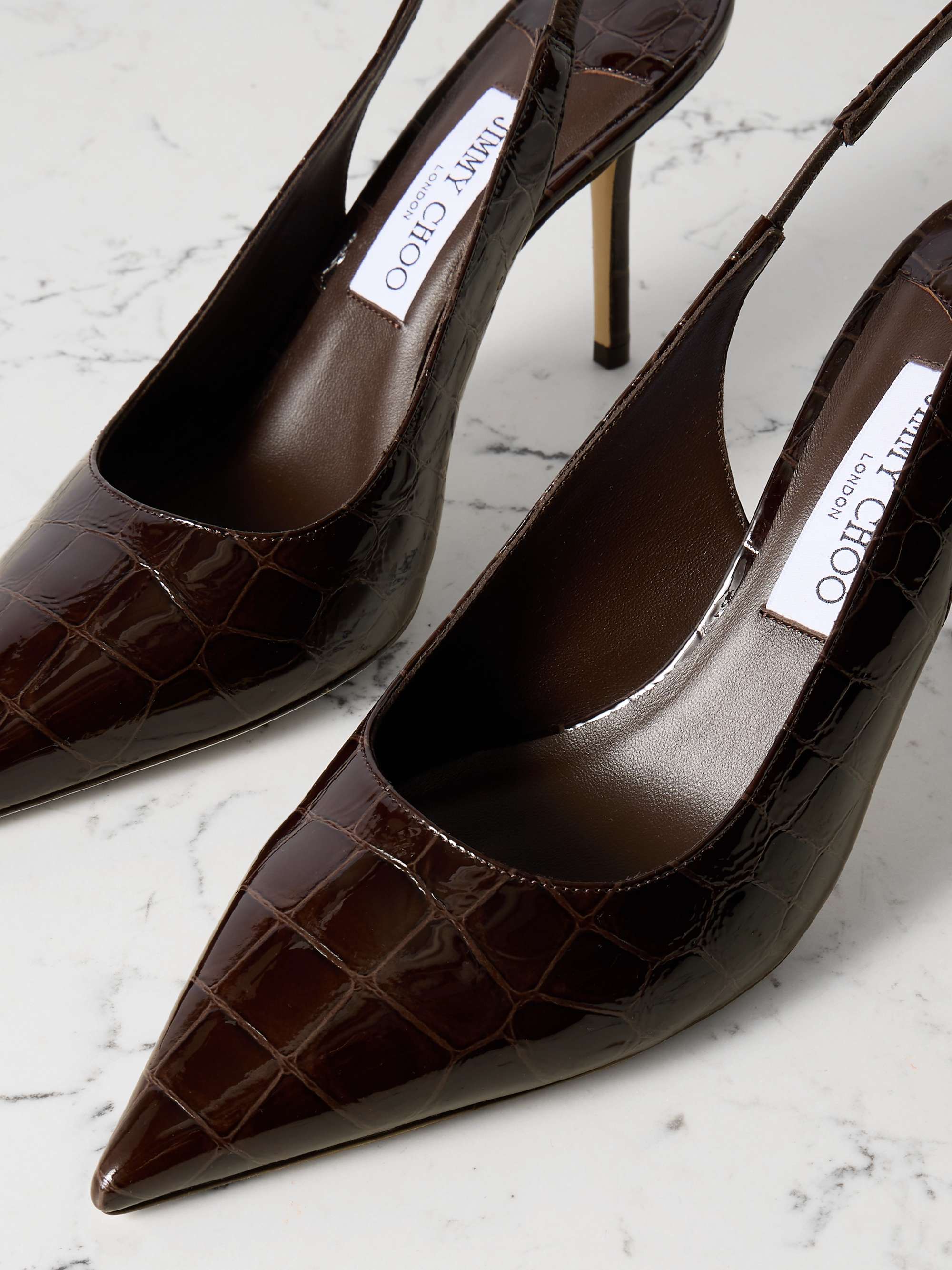 JIMMY CHOO Love 85 croc-effect leather slingback pumps | NET-A-PORTER JIMMY CHOO Love 85 croc-effect leather slingback pumps | NET-A-PORTER