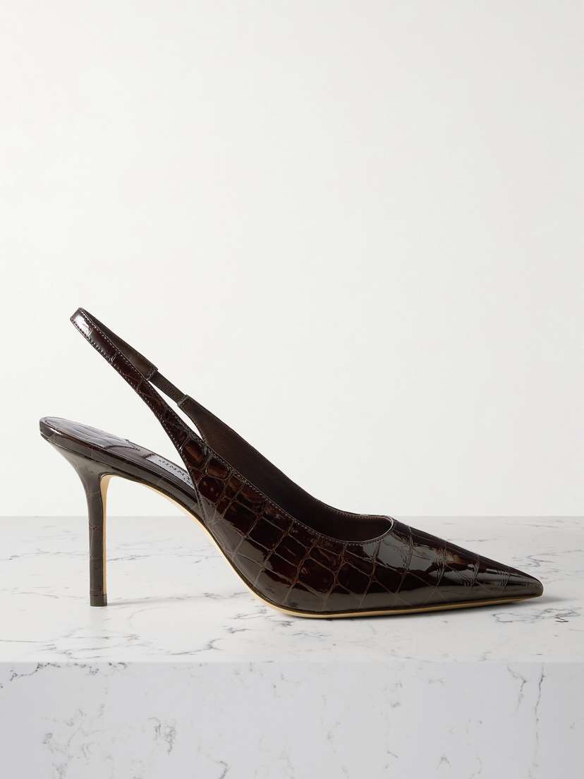 Jimmy Choo Love 85 Croc-effect Leather Slingback Pumps