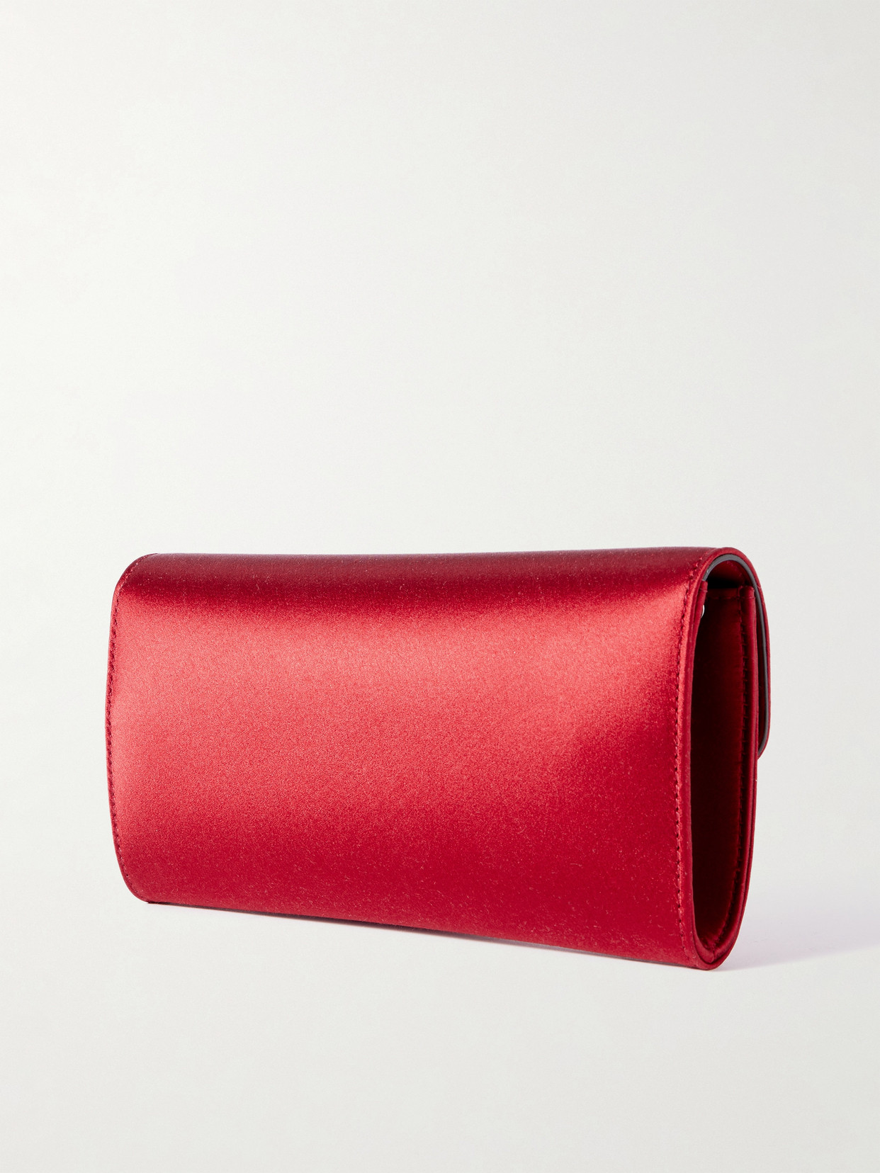 Jimmy Choo Bing Crystal-embellished Satin Clutch In Red