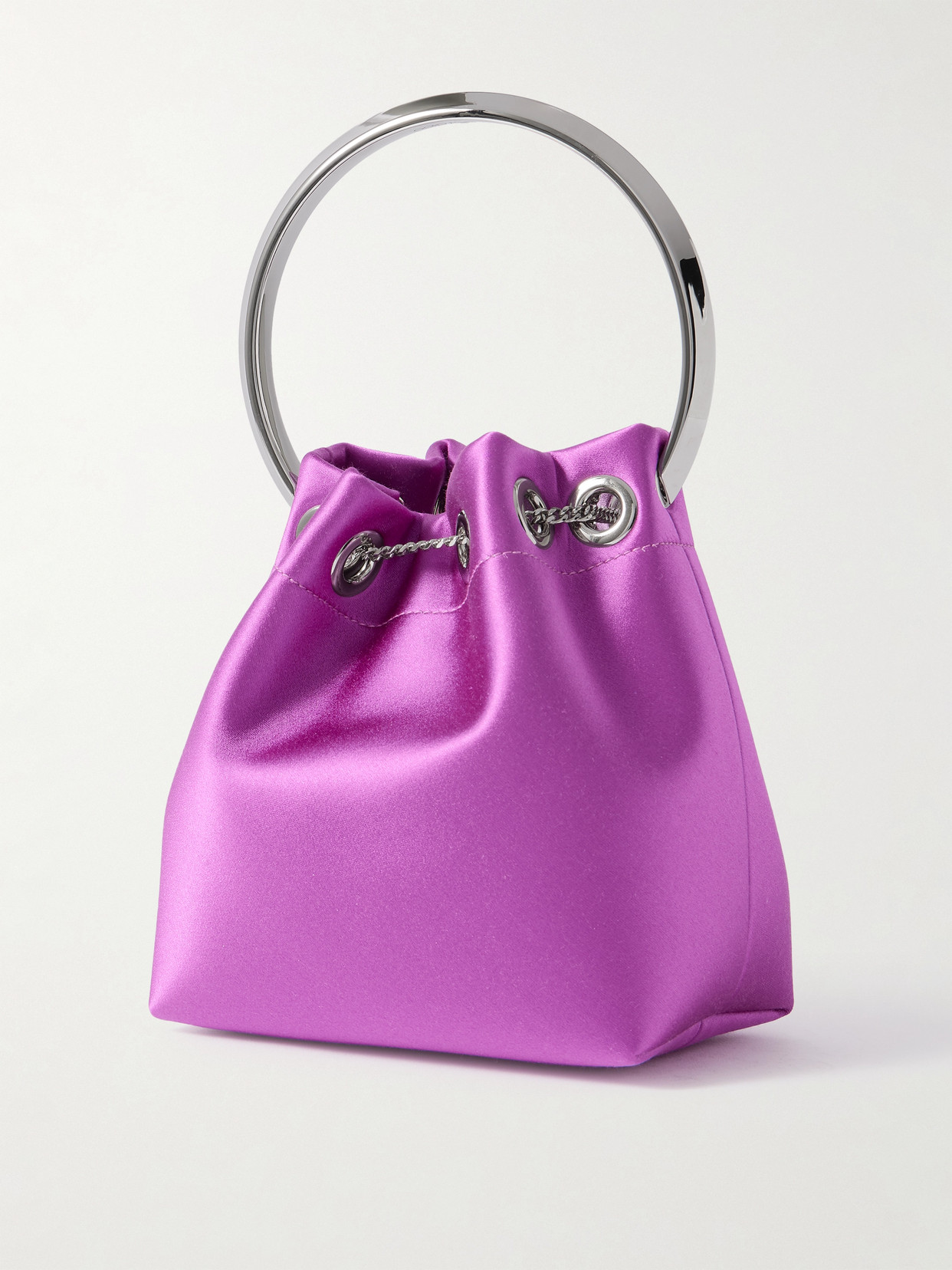 Jimmy Choo Bon Bon Satin Bucket Bag In Purple
