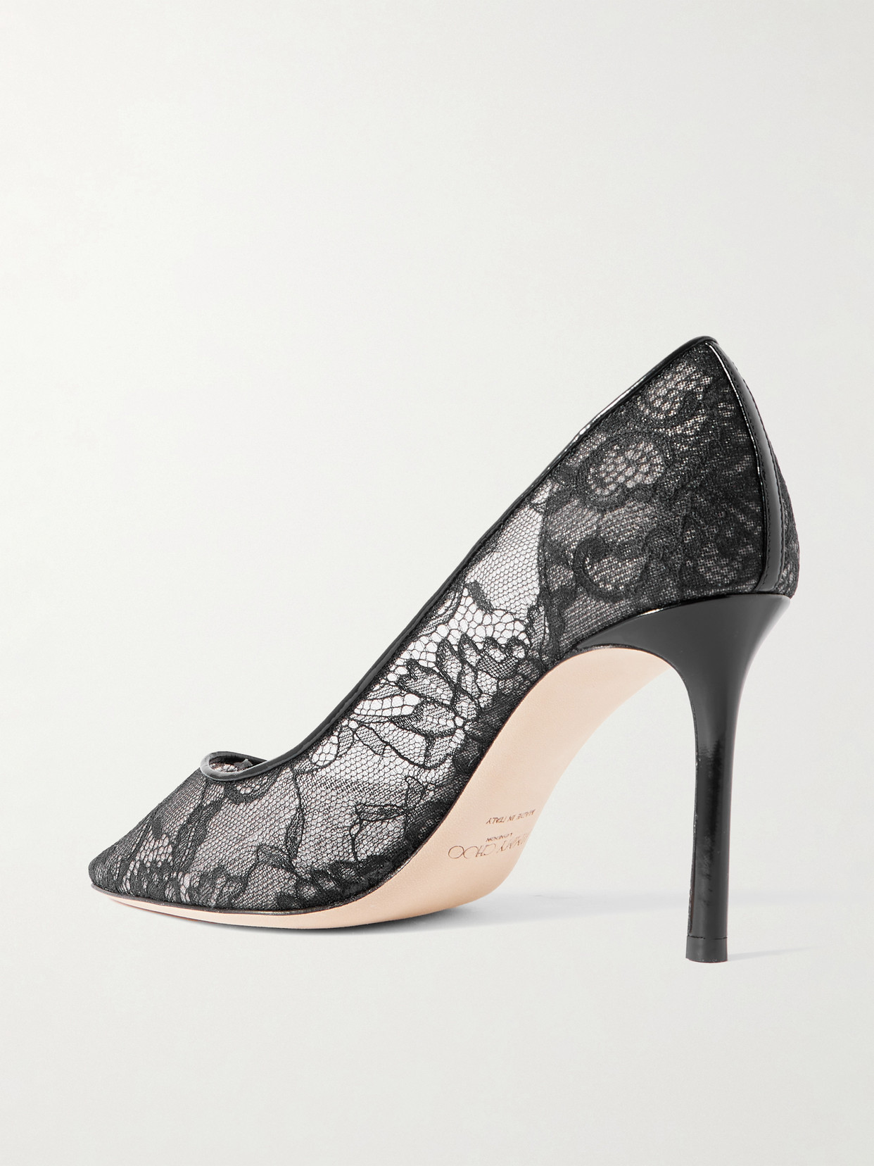 Jimmy Choo Romy 85 Leather-trimmed Lace Pumps In Black