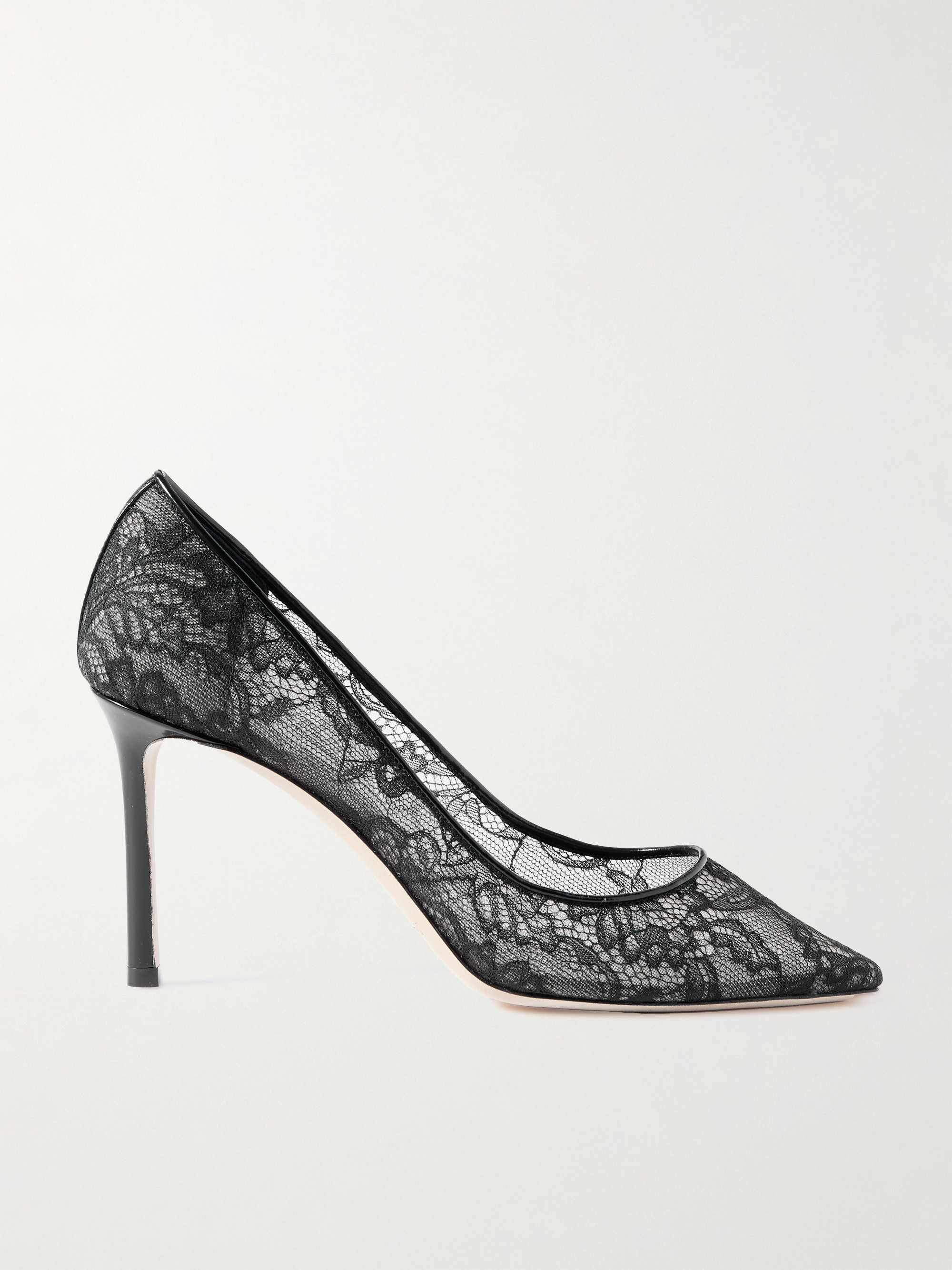JIMMY CHOO - Romy 85 leather-trimmed lace pumps | Plush JIMMY CHOO - Romy 85 leather-trimmed lace pumps | Plush