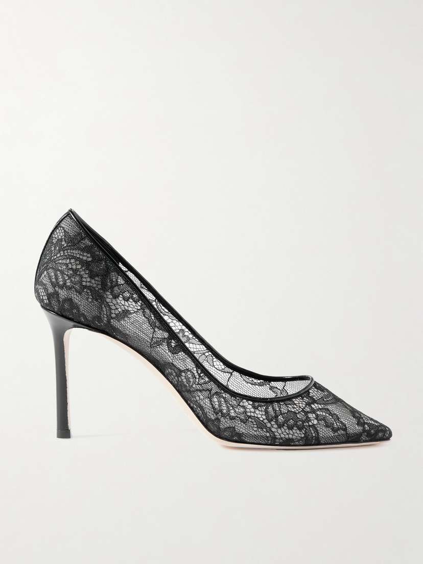 Jimmy Choo Romy 85 Leather-trimmed Lace Pumps