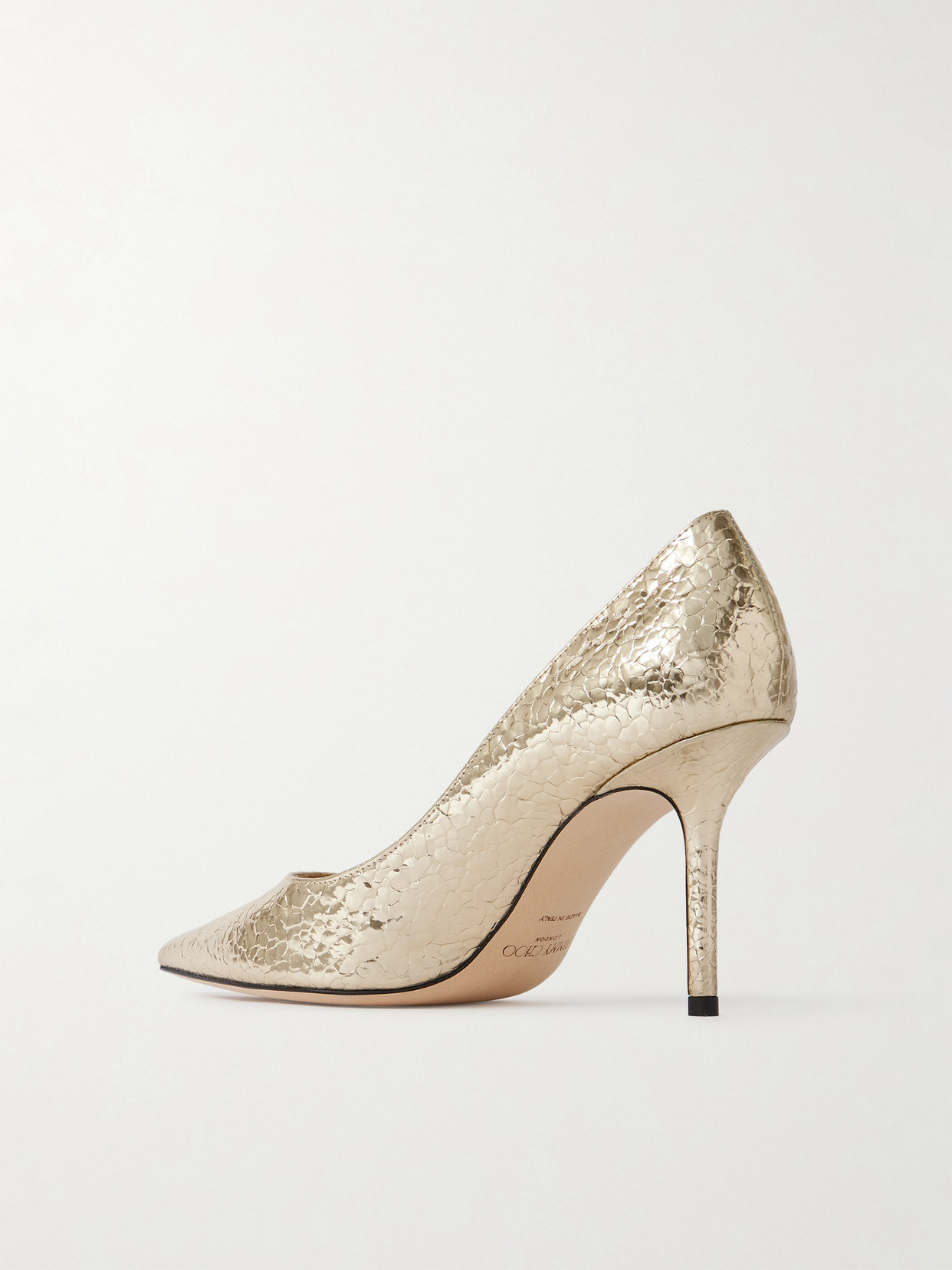 Jimmy Choo Love 85 Metallic Cracked-leather Pumps In Gold