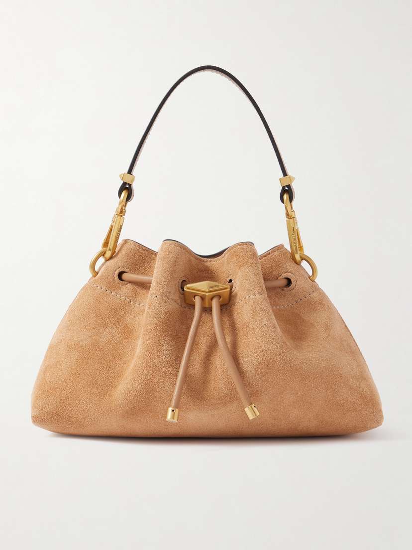 Jimmy Choo Cinch Small Leather-trimmed Suede Shoulder Bag