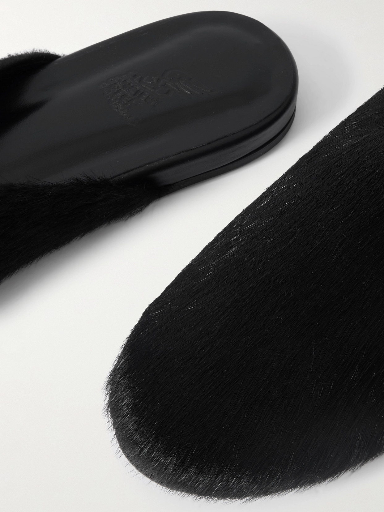 Ancient Greek Sandals The Slipper Pony Hair Clogs In Black