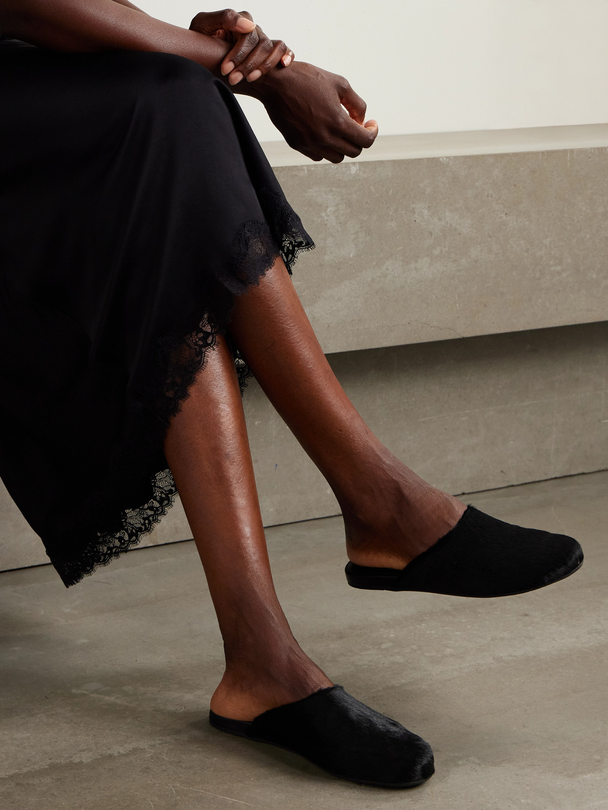 Ancient Greek Sandals The Slipper Pony Hair Clogs In Black