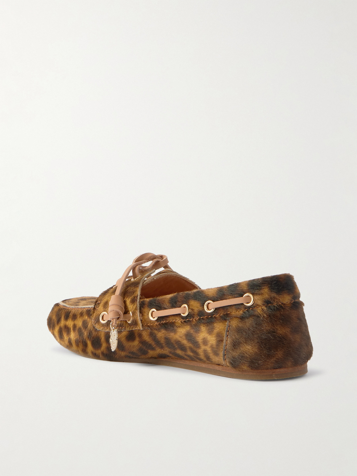 Ancient Greek Sandals Pliaria Leopard-print Leather-trimmed Calf Hair Boat Shoes In Multi