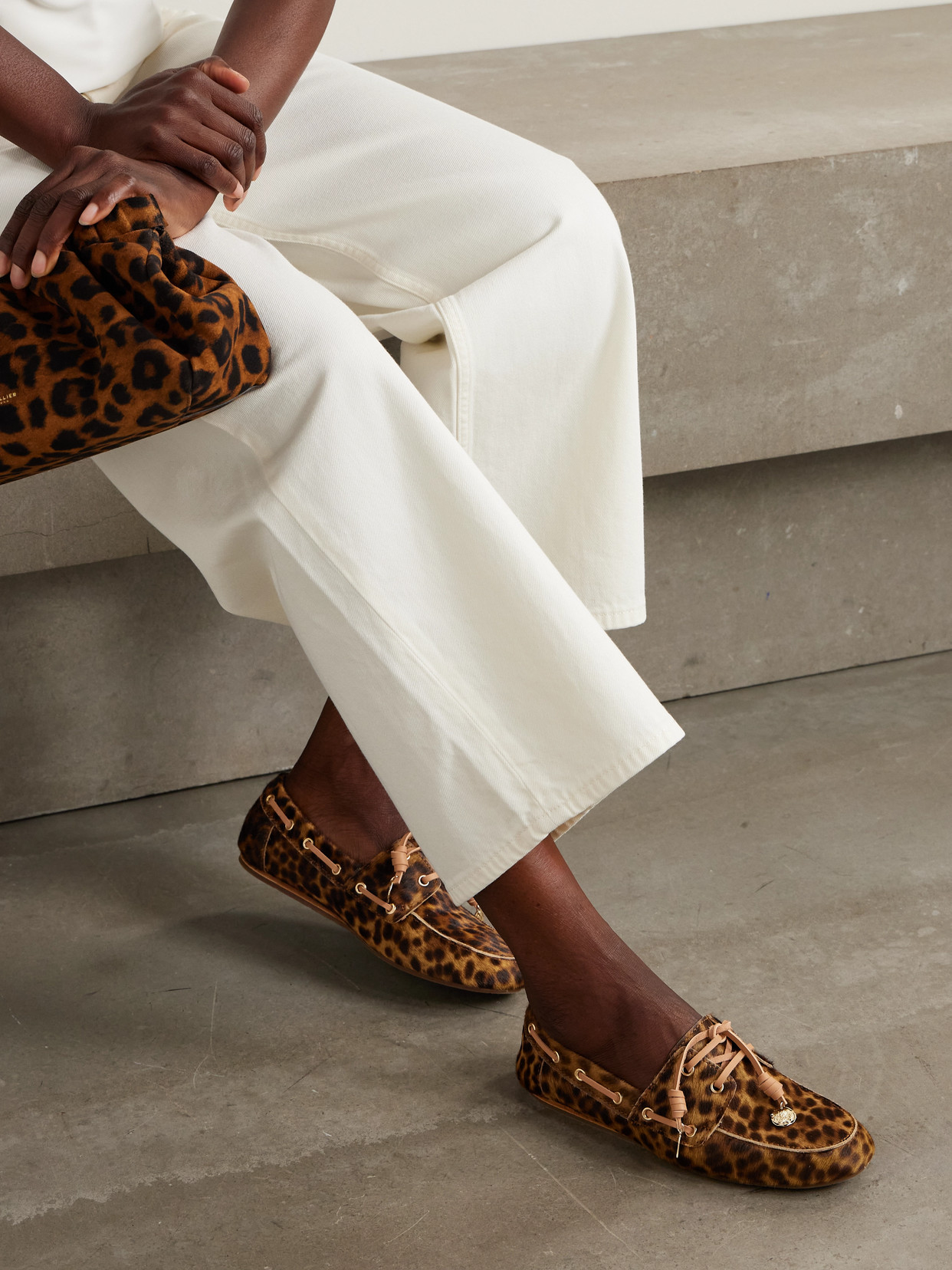 Ancient Greek Sandals Pliaria Leopard-print Leather-trimmed Calf Hair Boat Shoes In Multi