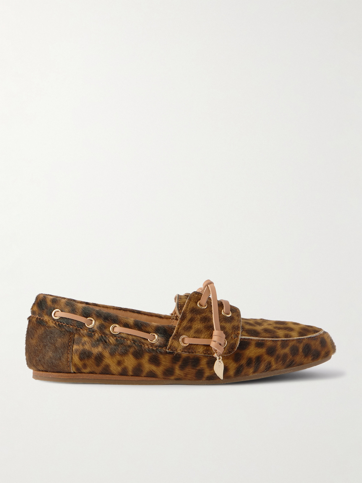 Ancient Greek Sandals Pliaria Leopard-print Leather-trimmed Calf Hair Boat Shoes In Multi