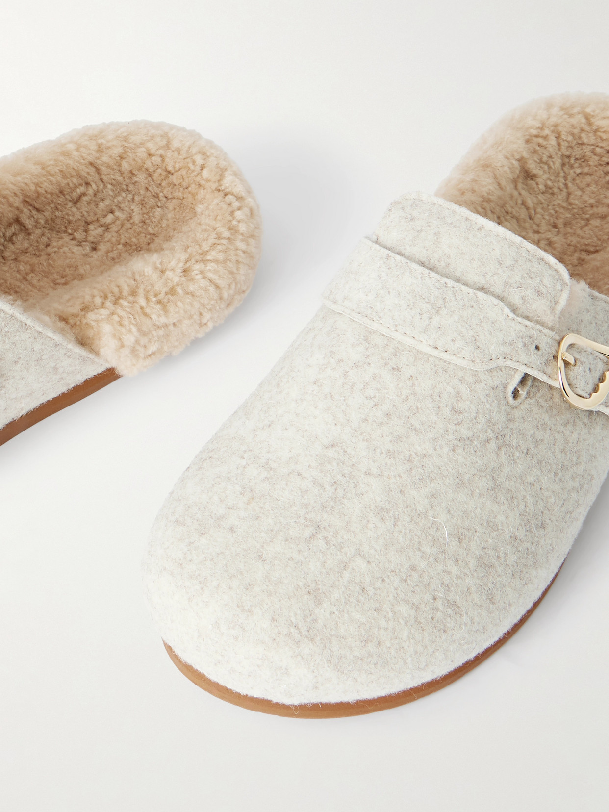 Ancient Greek Sandals Vasilitsa Shearling-lined Felt Slippers In Neutral