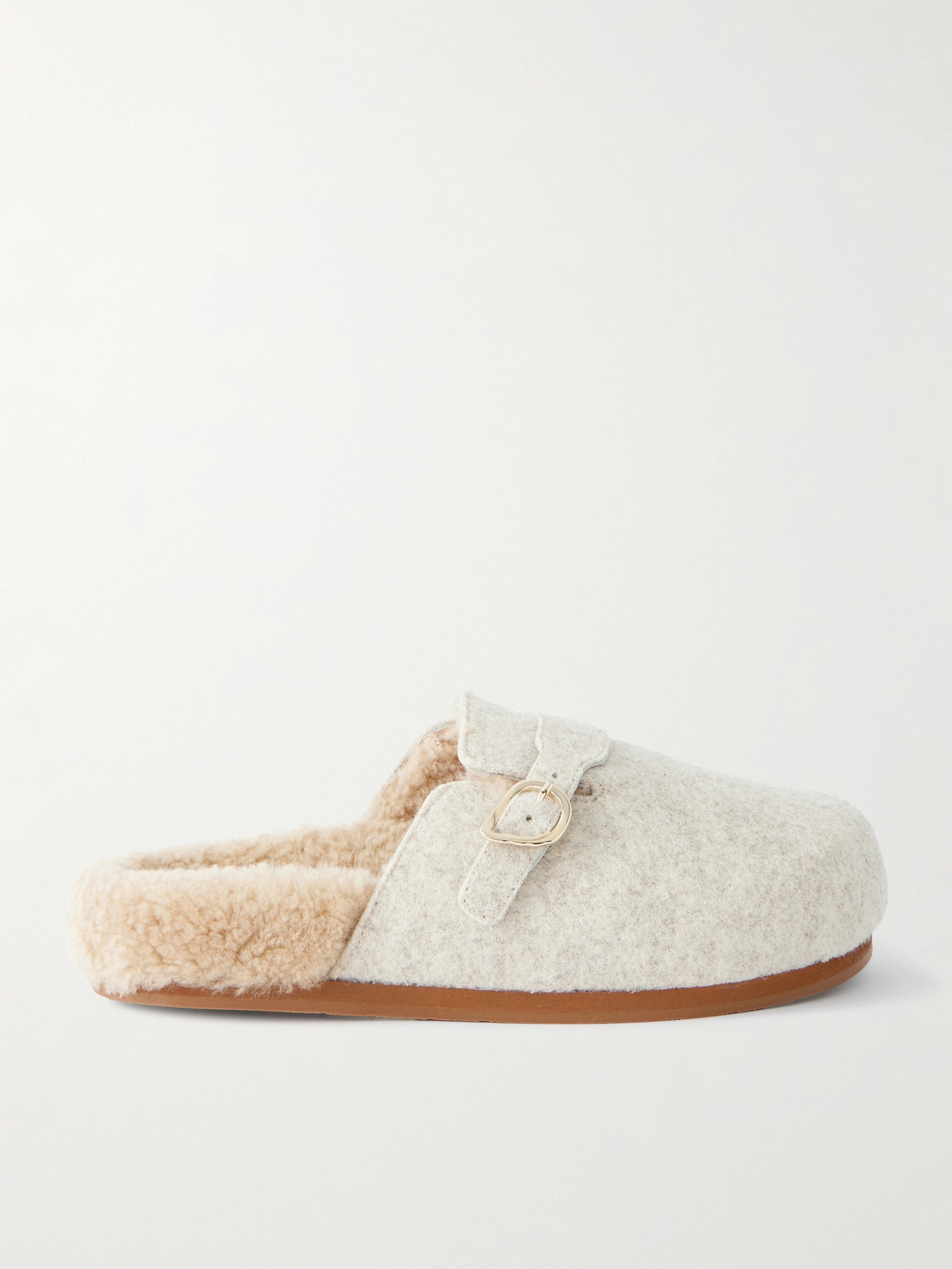 Ancient Greek Sandals Vasilitsa Shearling-lined Felt Slippers In Neutral