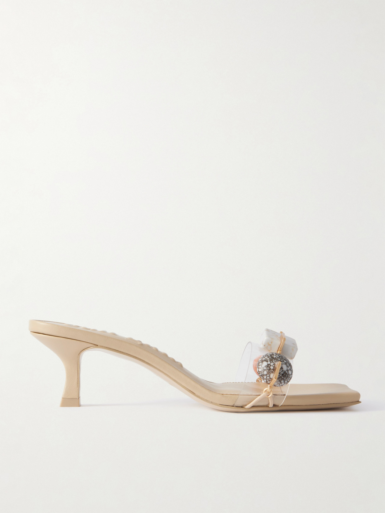 Cult Gaia Laguna Stone-embellished Pvc Mules In Neutral