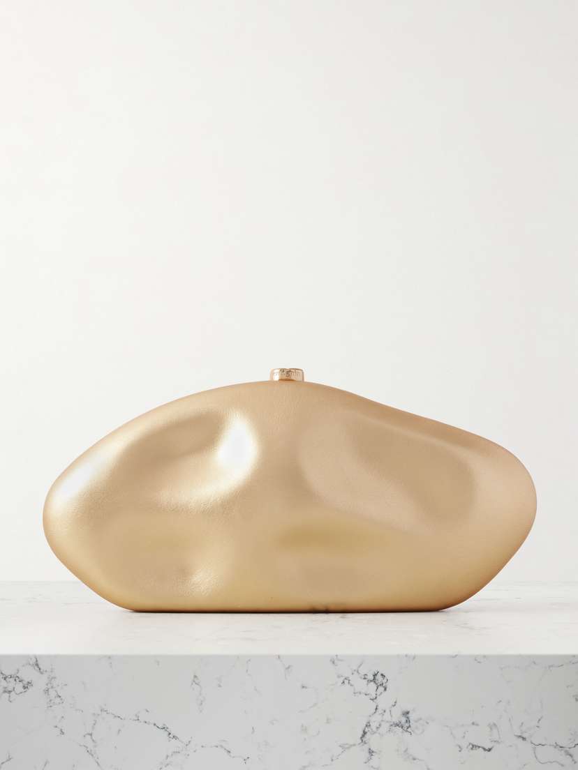 Cult Gaia The Caldera Metallic Leather Clutch