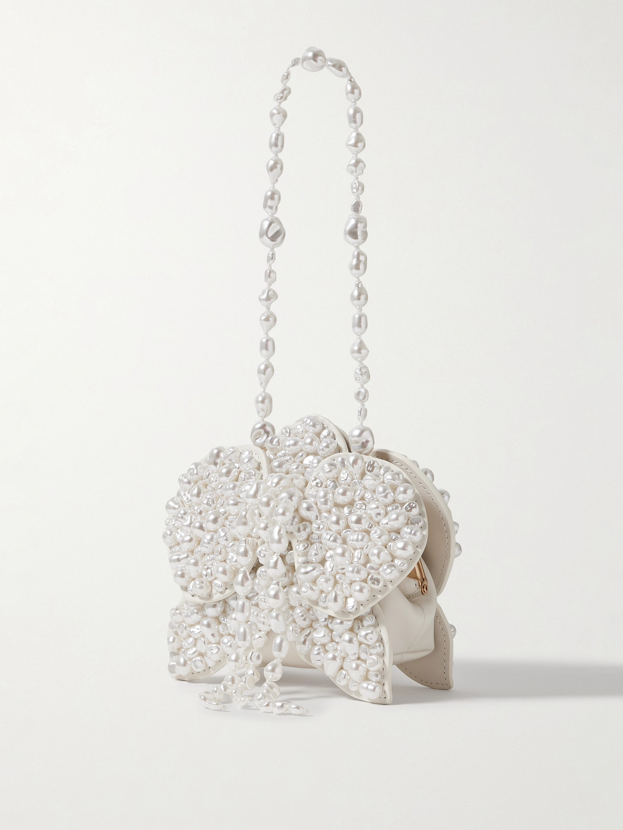 Cult Gaia Giula Faux Pearl-embellished Leather Shoulder Bag In White