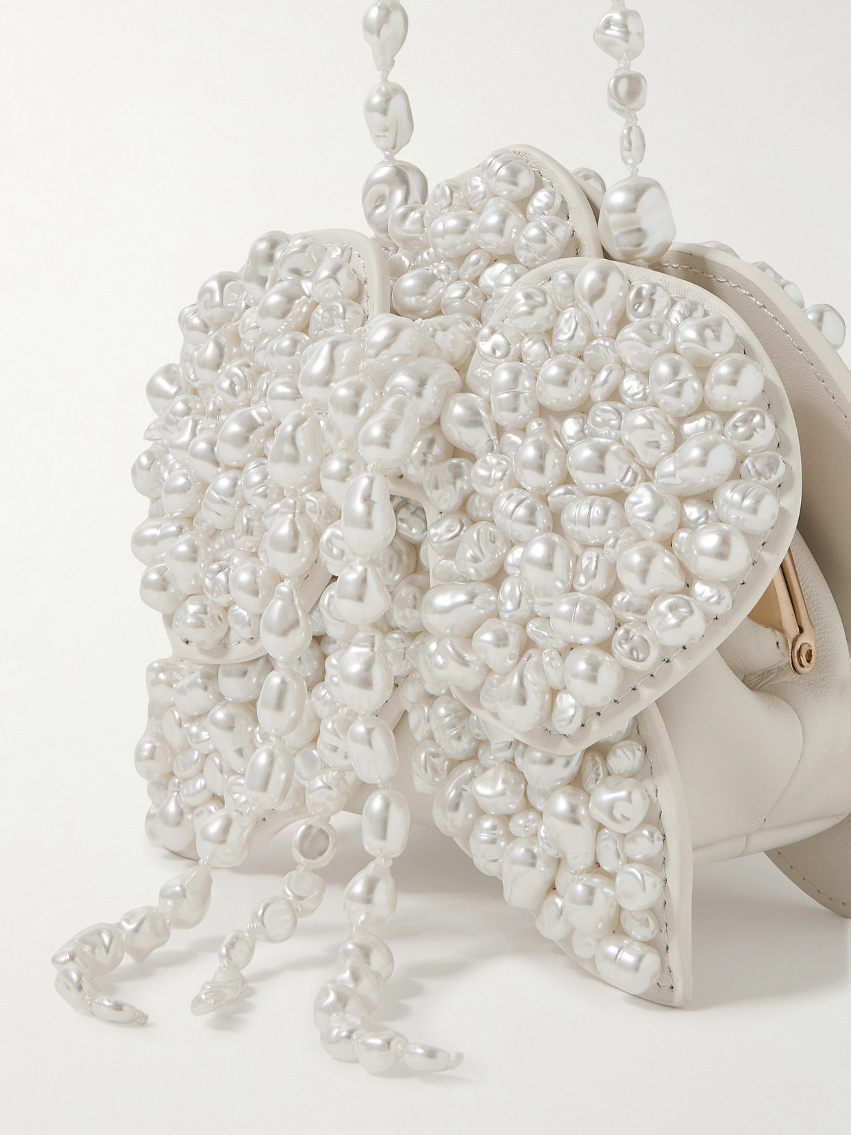 Cult Gaia Giula Faux Pearl-embellished Leather Shoulder Bag In White