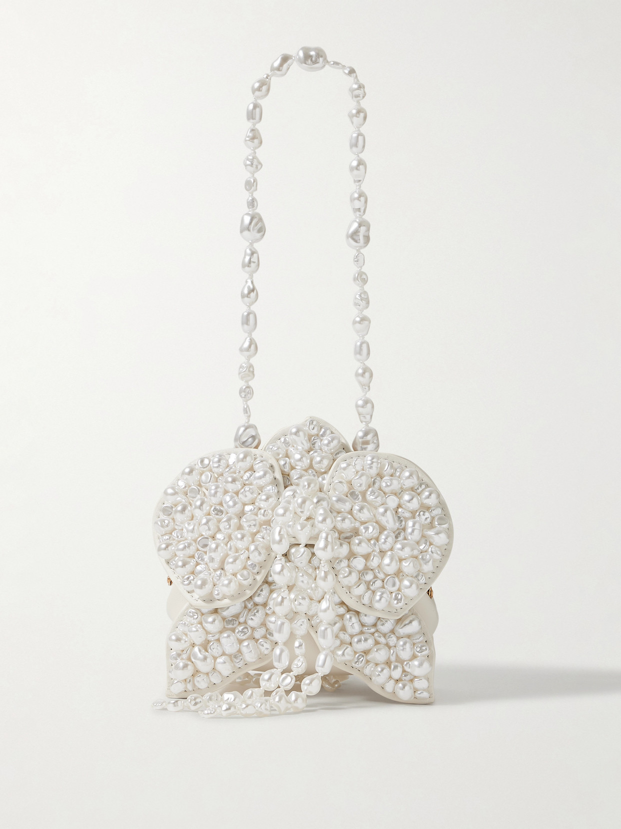 Cult Gaia Giula Faux Pearl-embellished Leather Shoulder Bag In White