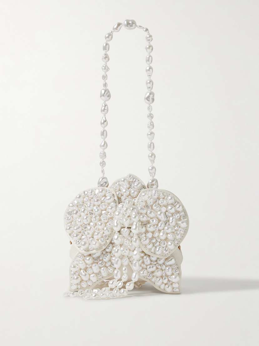 Cult Gaia Giula Faux Pearl-embellished Leather Shoulder Bag