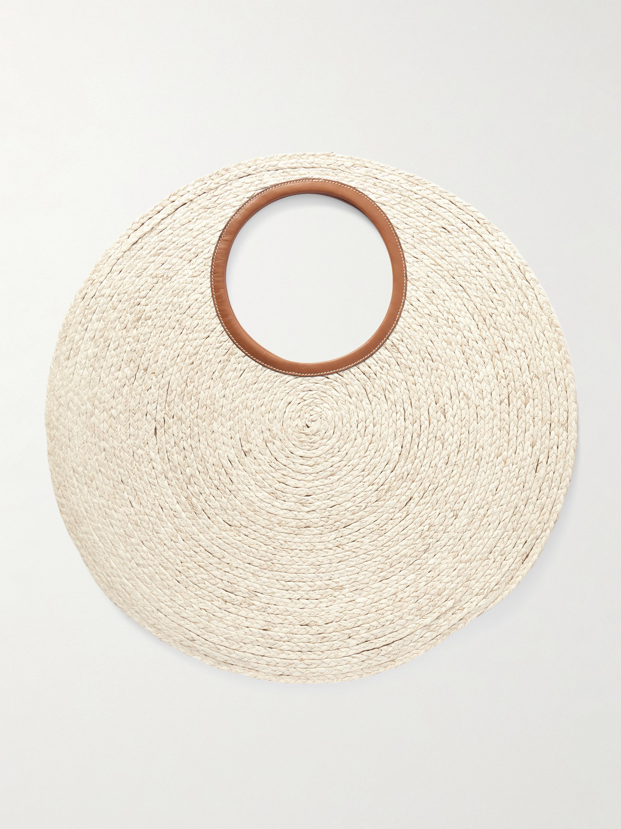 Cult Gaia Amun Large Leather-trimmed Raffia Shoulder Bag In White