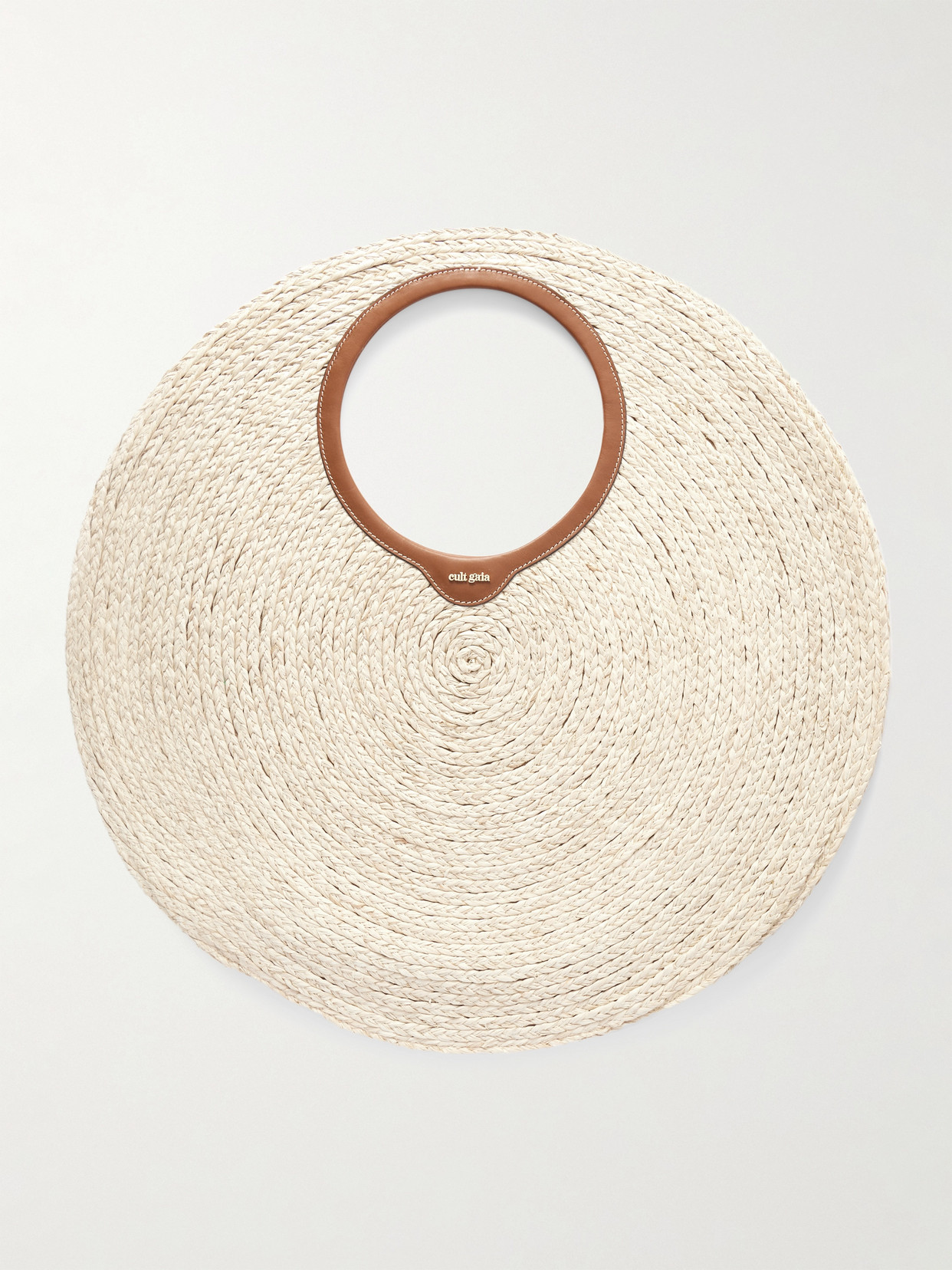 Cult Gaia Amun Large Leather-trimmed Raffia Shoulder Bag In White