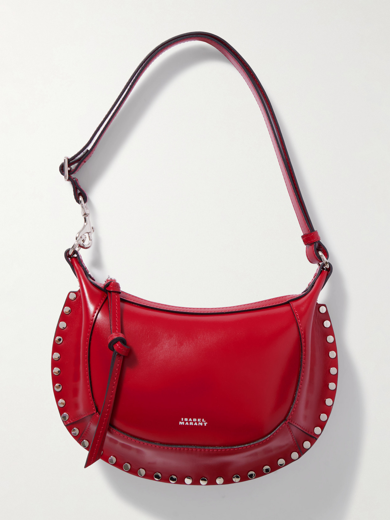 Isabel Marant Oskan Moon Studded Leather Shoulder Bag In Red
