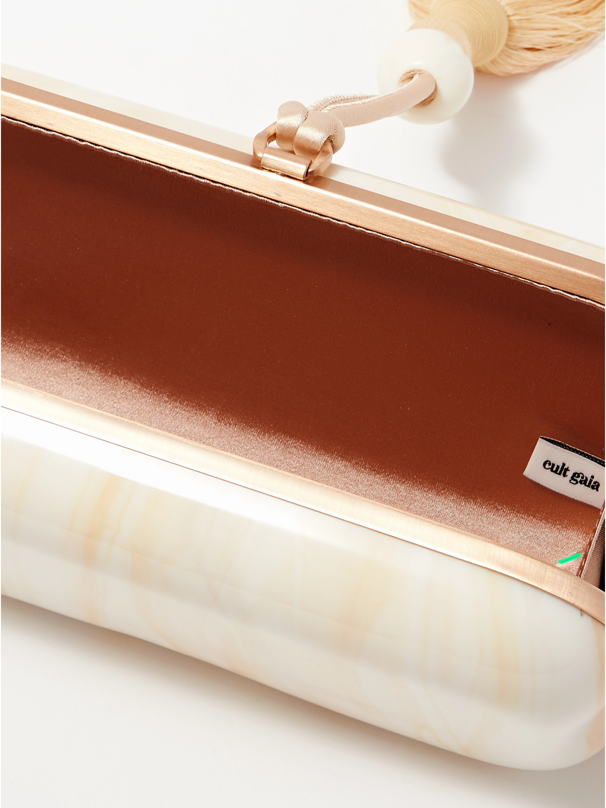 Cult Gaia Yasmin Tasseled Resin Clutch In Neutral