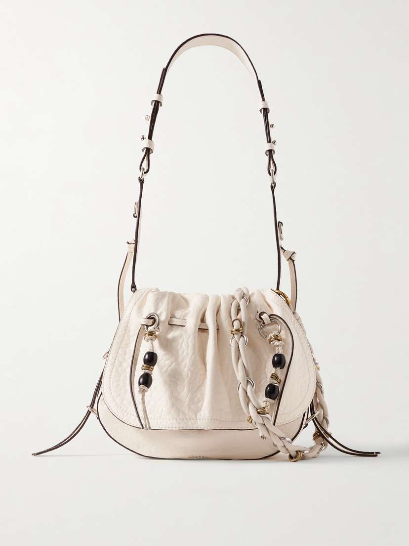 Isabel Marant Bolton Embellished Tasseled Textured-leather Shoulder Bag
