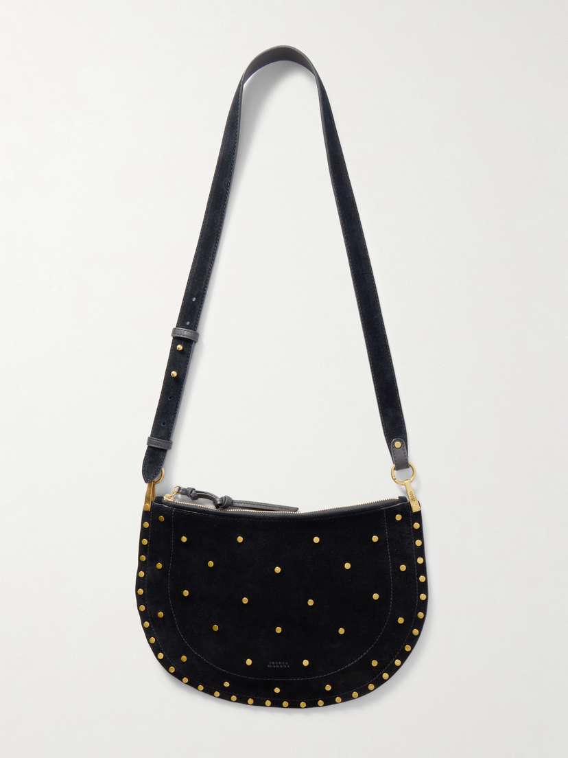 Isabel Marant Oskan Moon Studded Suede Shoulder Bag