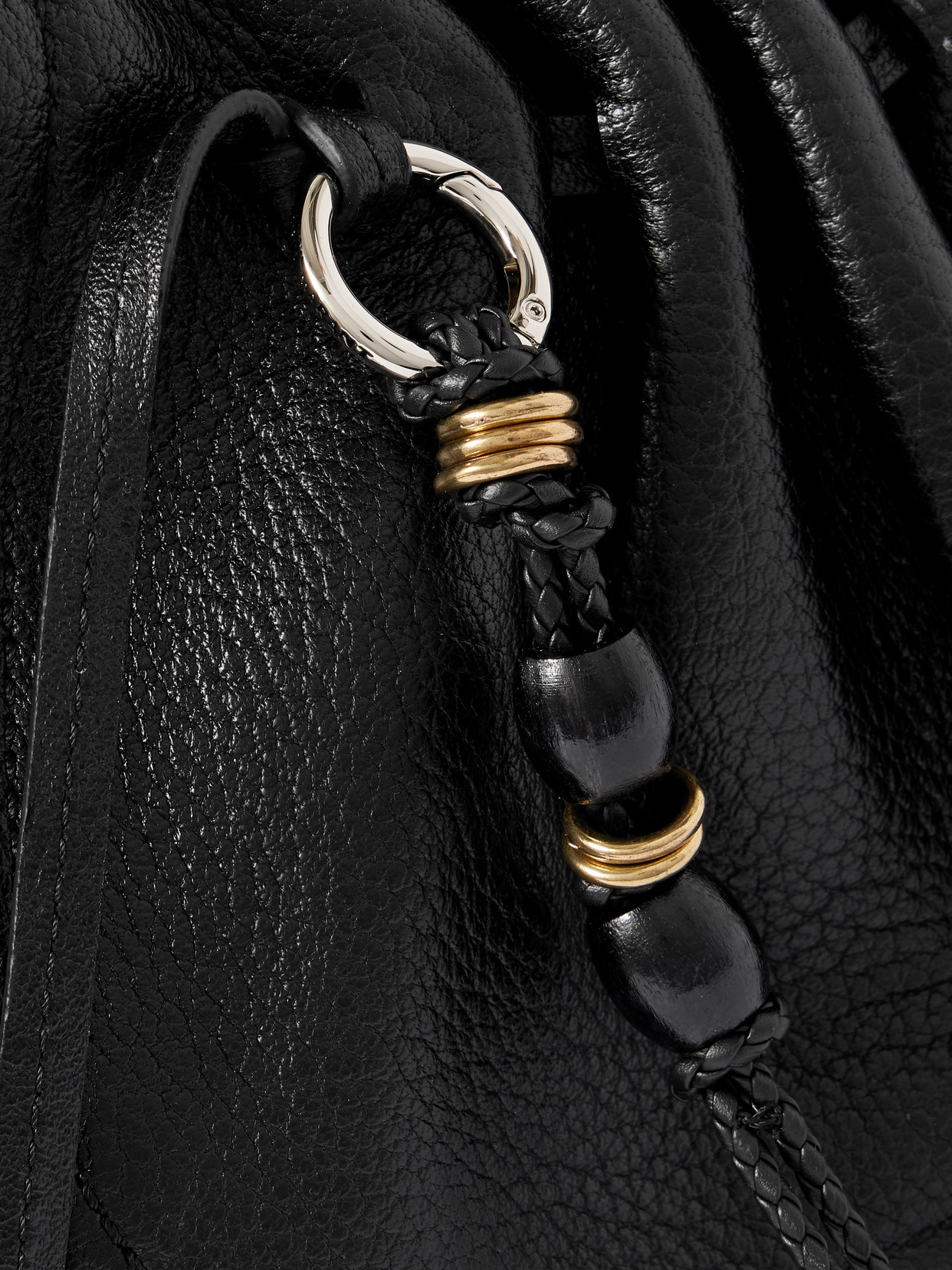 Isabel Marant Bolton Embellished Tasseled Textured-leather Shoulder Bag In Black