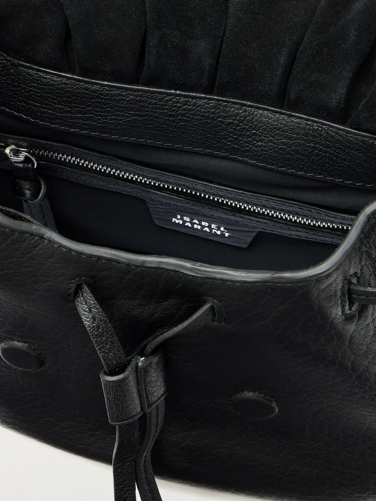 Isabel Marant Bolton Embellished Tasseled Textured-leather Shoulder Bag In Black