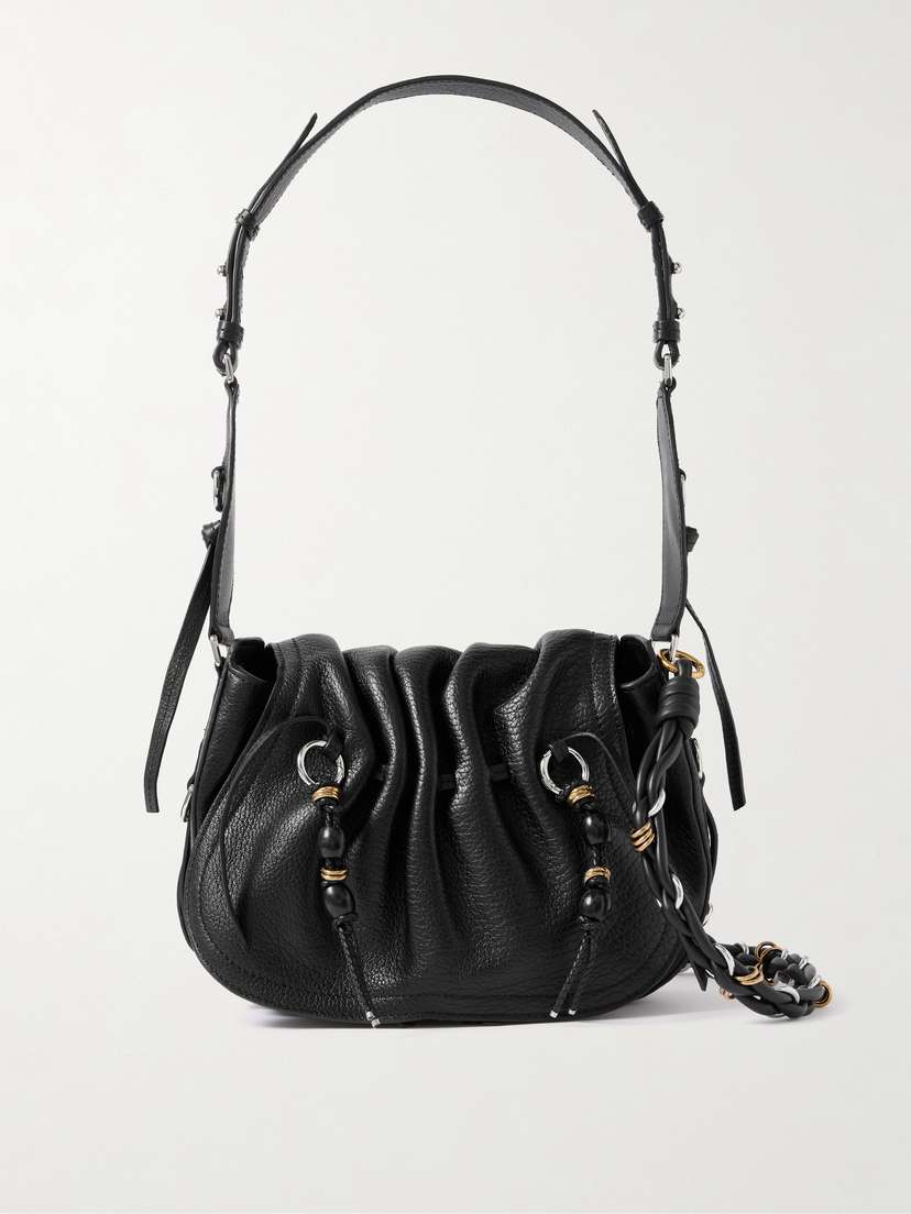Isabel Marant Bolton Embellished Tasseled Textured-leather Shoulder Bag