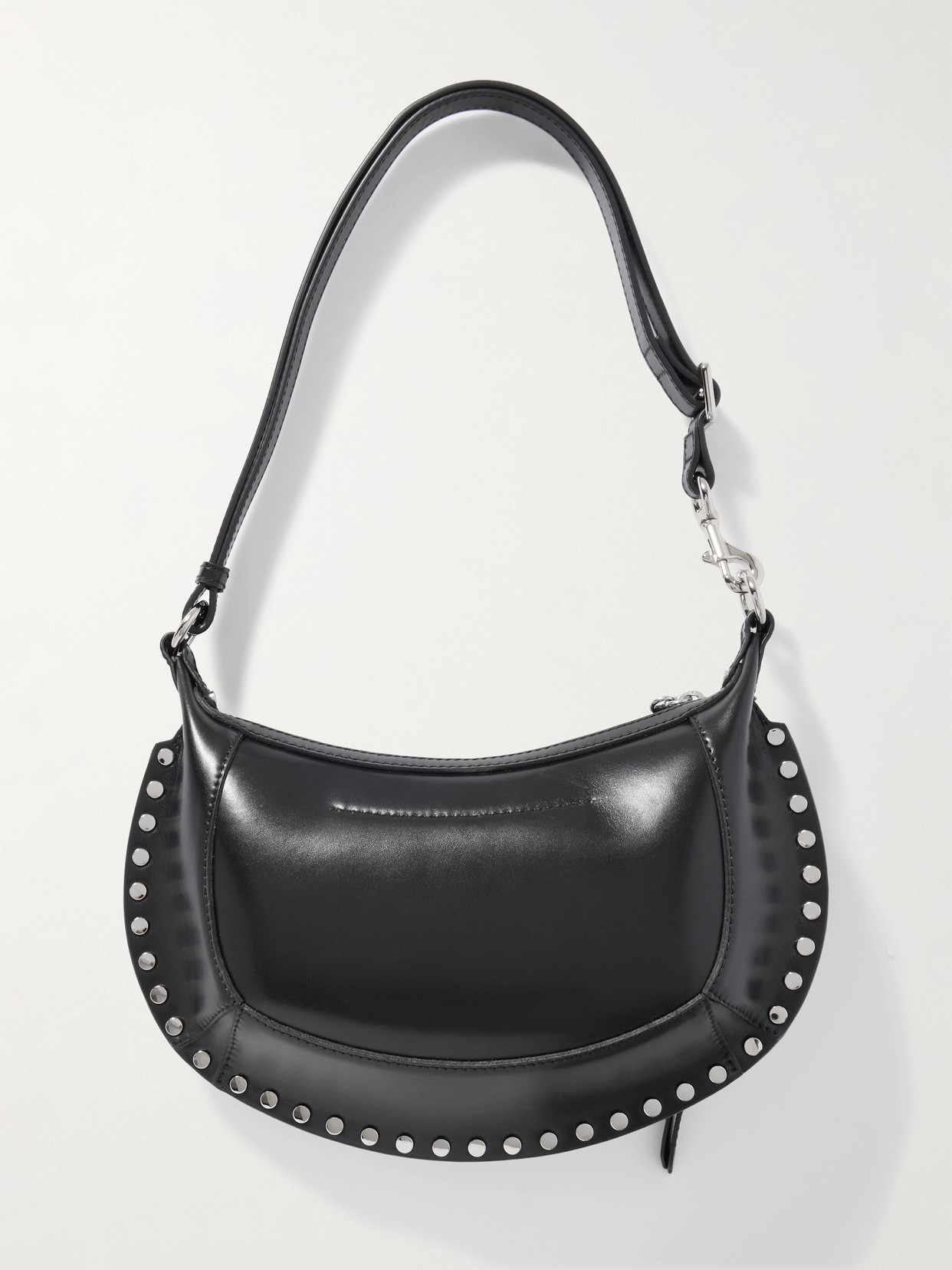 Isabel Marant Oskan Moon Studded Leather Shoulder Bag In Black