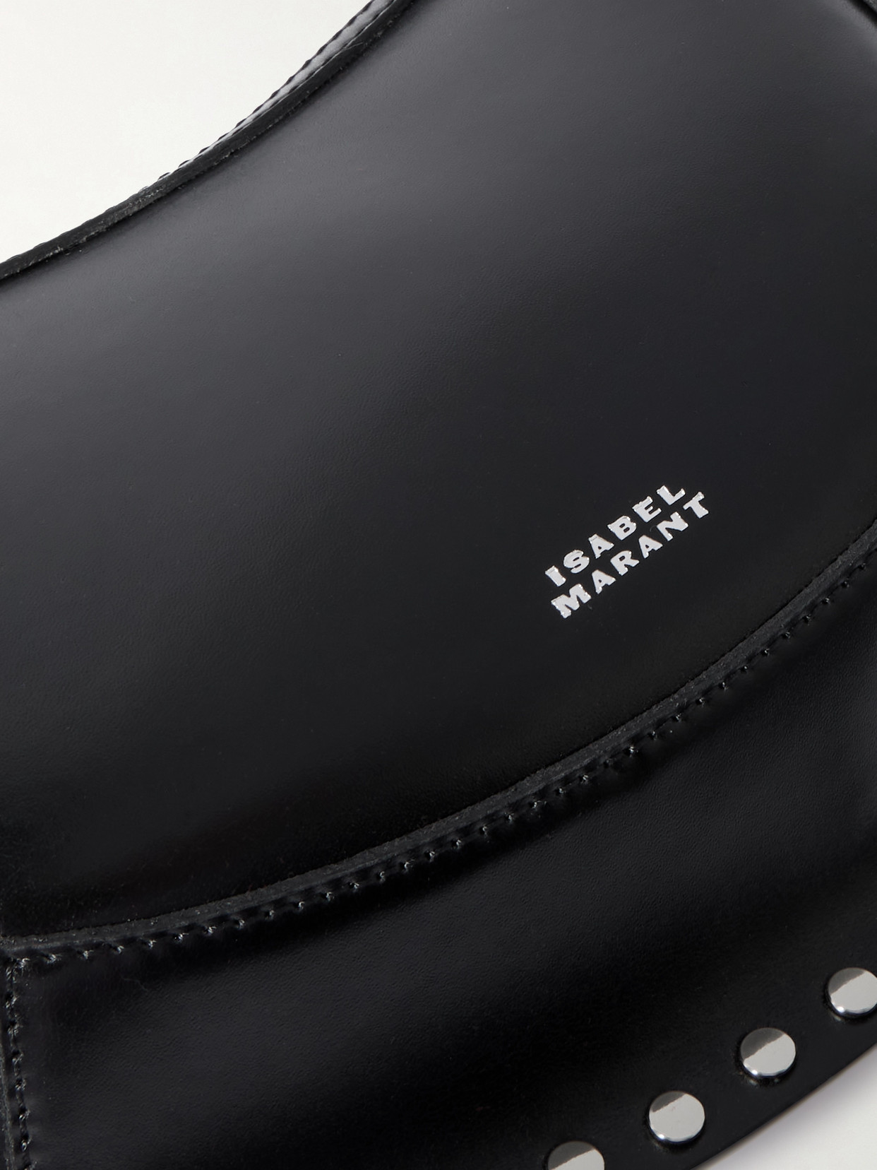 Isabel Marant Oskan Moon Studded Leather Shoulder Bag In Black