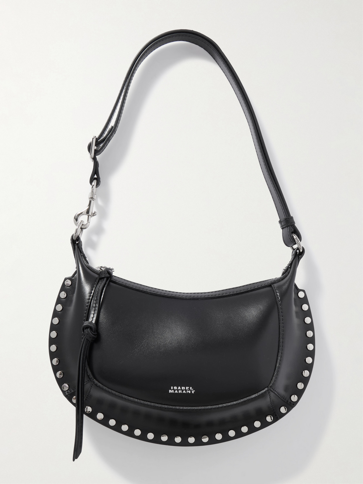 Isabel Marant Oskan Moon Studded Leather Shoulder Bag In Black