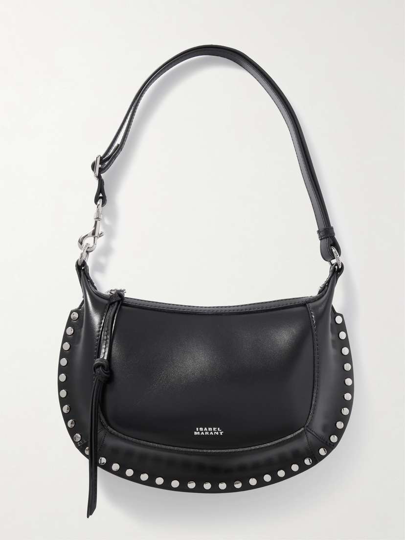 Isabel Marant Oskan Moon Studded Leather Shoulder Bag